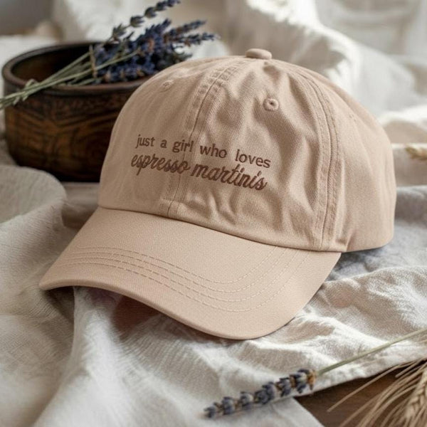 Espresso Martini Embroidered Hat, Aesthetic Coffee Cap, Cocktail Embroidery Dad Hat, Bar Lover Gift