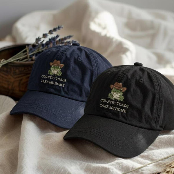Cowboy Frog Embroidered Hat, Funny Western Cap, Cute Rodeo Embroidery Dad Hat, Country Frog Lover Gift