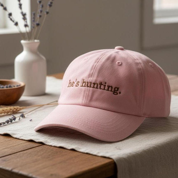 He’s Hunting Embroidered Hat, Funny Hunting Wife Cap, Deer and Duck Embroidery Dad Hat, Hunter Gift for Him