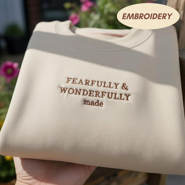 Fearfully and Wonderfully Made Sweatshirt, Christian Bible Verse Scripture Crewneck