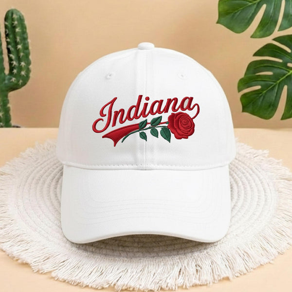 Indiana State Flower Embroidered Hat, Embroidered Indiana Rose Hat, Indiana Hat, State Hat, Trendy Flower Lover Gift, Custom State Pride