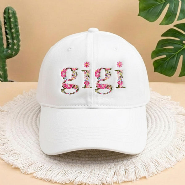 Personalized Embroidered Floral Hat Custom Name Grandma Nana Mimi Grammy Mom Gift, Gift for Her, New Grandma