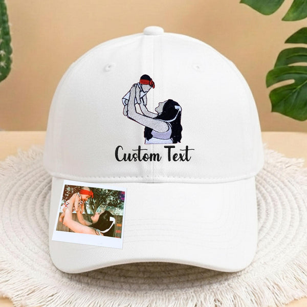 Custom Mother and Baby Portrait Hat, Personalized Mom and Child Cap, Embroidered Custom Portrait Cap, Personalize Hat Custom Embroidery