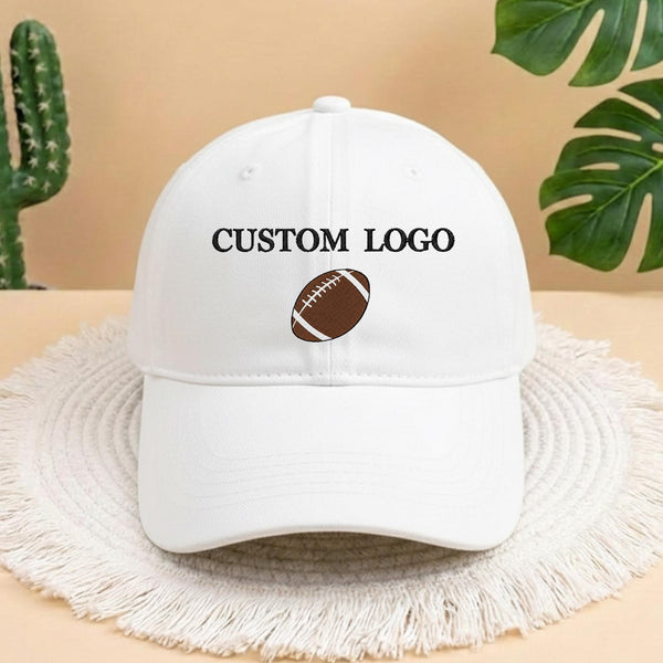 Custom Logo Football Embroidered Baseball Cap, Embroidered Baseball Cap, Sports Team Hat, Personalized Football Fan Gift, Football Hat