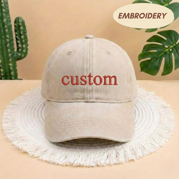 Custom Text Embroidered Hat, Personalized Cap, Vintage Baseball Hat, Custom Logo Hat, Your Text Here, Personalized Gift, Custom Dad Cap