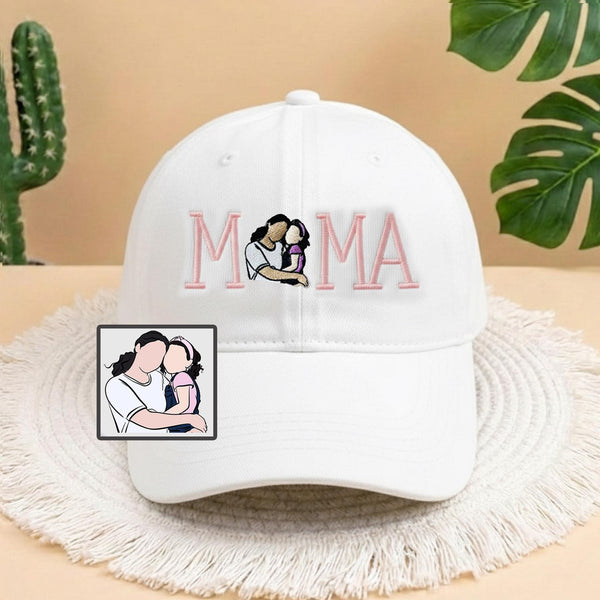 Embroidered Custom Photo Mama Hat, Embroidery Text, Photo Embroidery, Memory Gift, Gift for Mom, Custom New Mom Gift