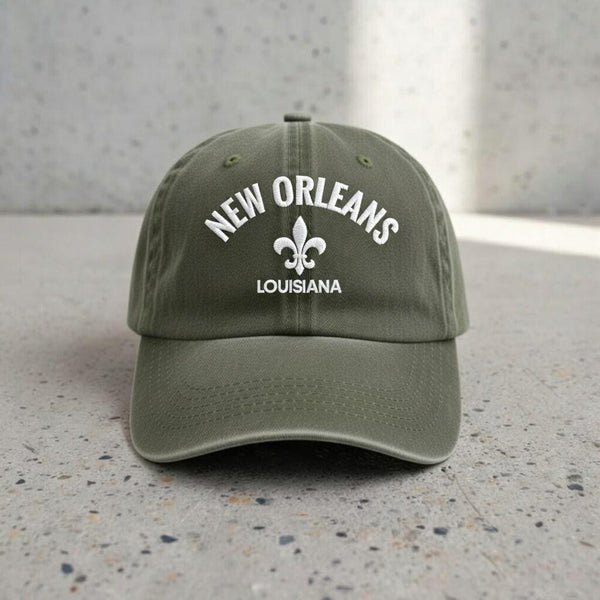 Embroidered New Orleans Hat, Louisiana Fleur de Lis Dad Cap