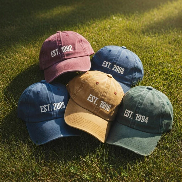 Personalized Established Year Embroidered Hat, Custom Birthday Baseball Cap, Vintage Gift