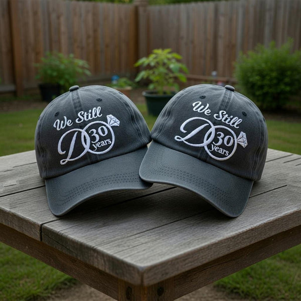 30th Wedding Anniversary Embroidered Hat, Matching Couple Baseball Cap, Anniversary Gift