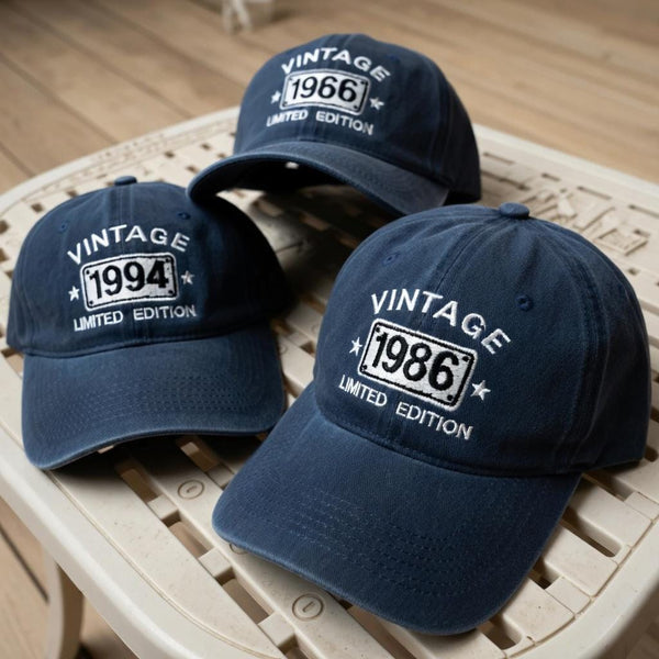 Personalized Birth Year Embroidered Hat, Custom Birthday Washed Cotton Baseball Cap