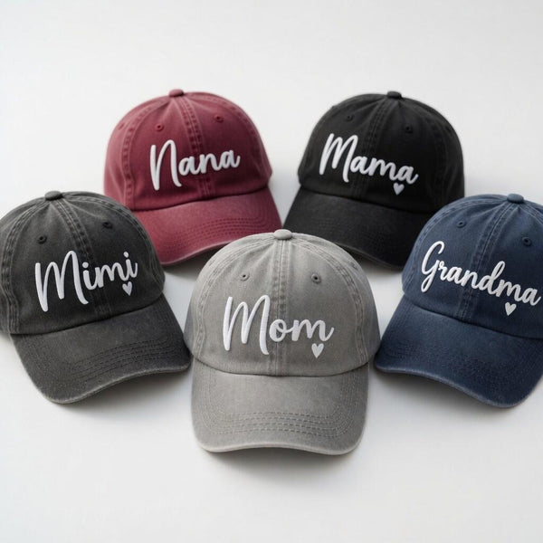 Mama Heart Embroidered Hat, Minimalist Cotton Baseball Cap, Mother's Day Gift