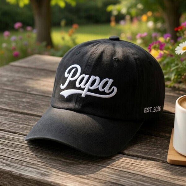 Personalized Papa Est 2026 Embroidered Hat, Custom New Dad Baseball Cap, Baby Announcement Gift