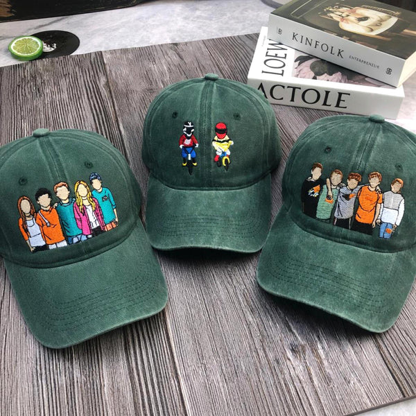 Personalized Family Portrait Embroidered Hat, Custom Photo Design Baseball Cap, Couple Gift