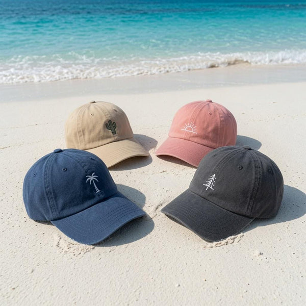 Minimalist Cactus Palm Tree Embroidered Dad Hat, Washed Cotton Outdoor Baseball Cap