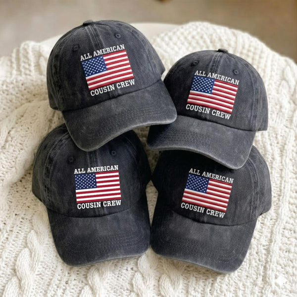 Custom Cousin Crew Embroidered Hat, Patriotic Family Matching Baseball Cap