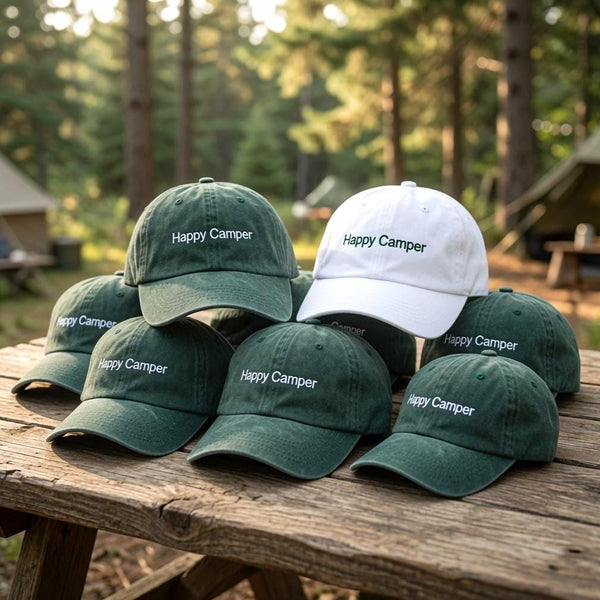 Camping Adventure Embroidered Hat, Vintage Washed Cotton Baseball Cap, Outdoor Family Trip Gift