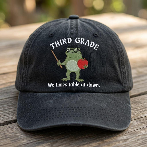 3rd Grade Teacher Frog Embroidered Hat, Math Multiplication Baseball Cap, Elementary School Gift