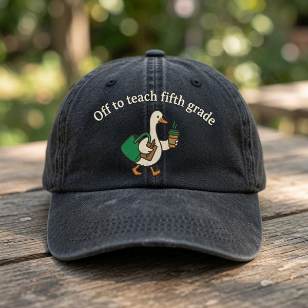 5th Grade Teacher Duck Embroidered Hat, Cute Back to School Baseball Cap, Fifth Grade Gift