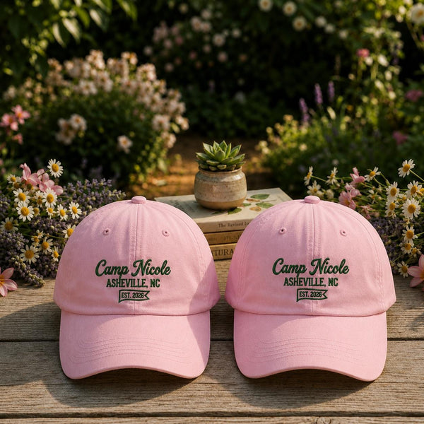 Custom Camp Name Embroidered Hat, Personalized Bachelorette Party Baseball Cap, Girls Trip Gift