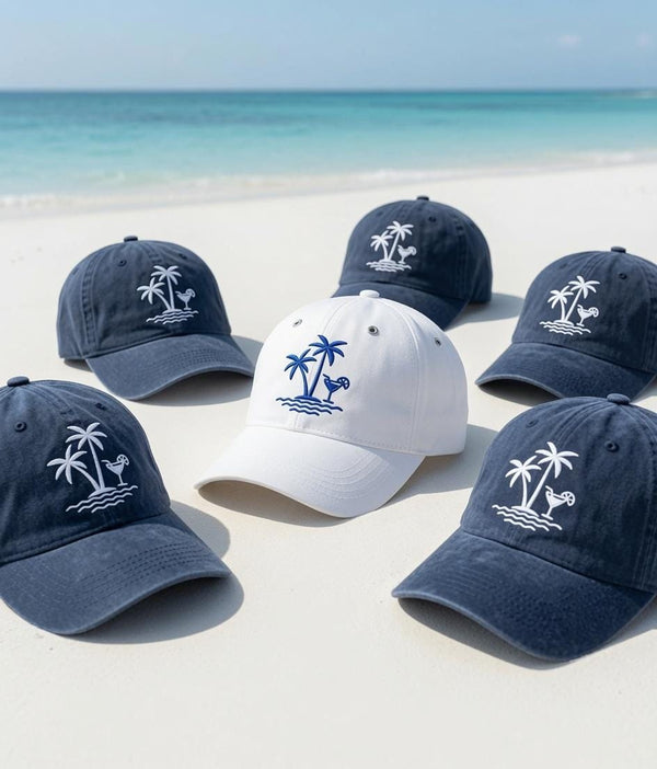 Embroidered Beach Palm Tree Hat, Bachelorette Party Cap, Summer Vacation Hat, Tropical Cocktail Baseball Cap, Matching Group Trip Hat