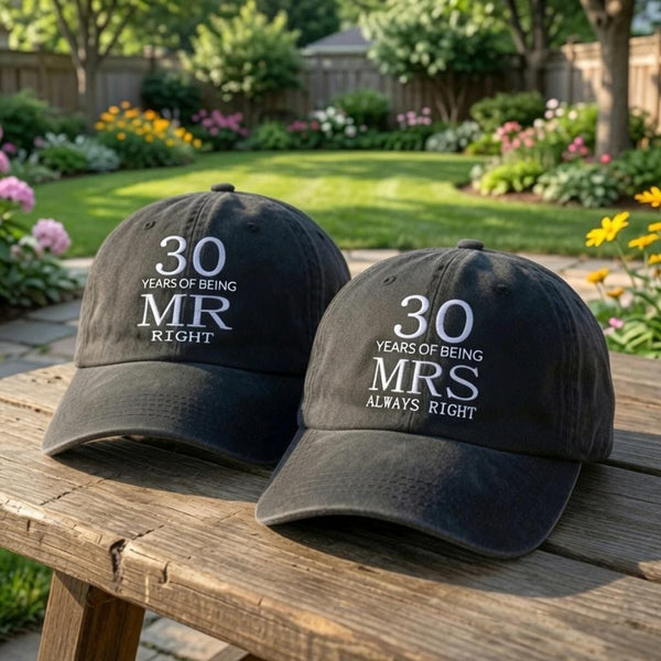 30th Wedding Anniversary Embroidered Hat, Pearl Anniversary Baseball Cap, Marriage Milestone Gift