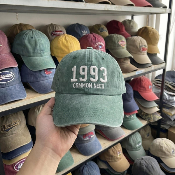 Personalized Birth Year Embroidered Hat, Custom Birthday Washed Cotton Dad Cap