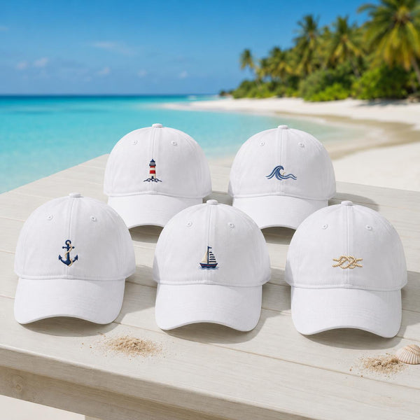 Nautical Embroidered Dad Hat, Anchor Sailboat Lighthouse Baseball Cap, Coastal Gift