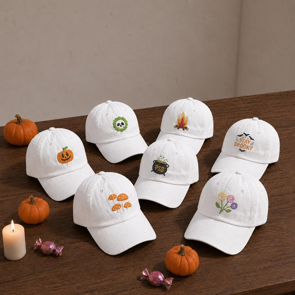 Pumpkin Cauldron Embroidered Hat, Cute Halloween Icons Baseball Cap, Family Matching Gift