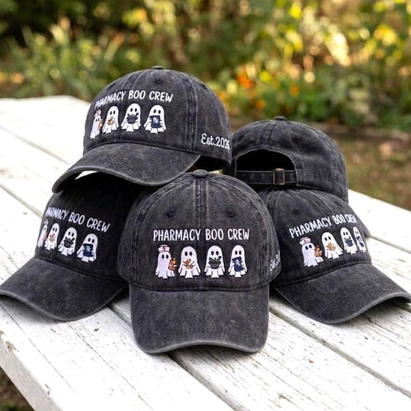 Custom Pharmacy Boo Crew Embroidered Hat - Personalized Medical Halloween Cap - Image 1