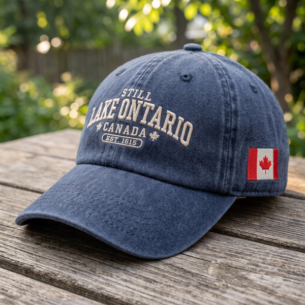 Lake Ontario Embroidered Hat, Vintage Canadian Great Lakes Baseball Cap, Cottage Vacation Gift