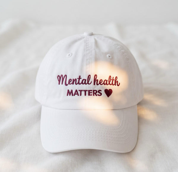 Mental Health Awareness Embroidered Hat, Minimalist Wellness Baseball Cap, Self Care Gift