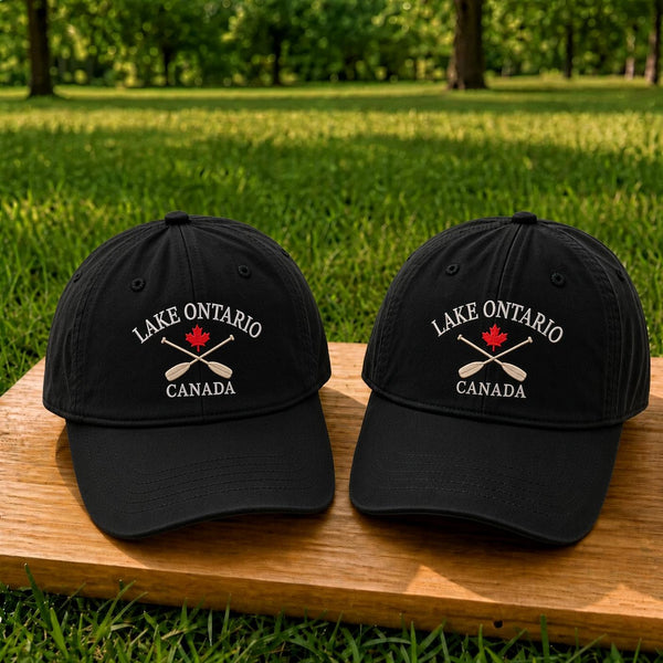 Lake Ontario Paddles Embroidered Hat, Vintage Lake Sunset Baseball Cap, Outdoor Gift