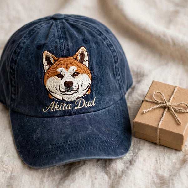 Akita Dad Gift, Personalized Japanese Spitz Dog Dad Embroidered Cap