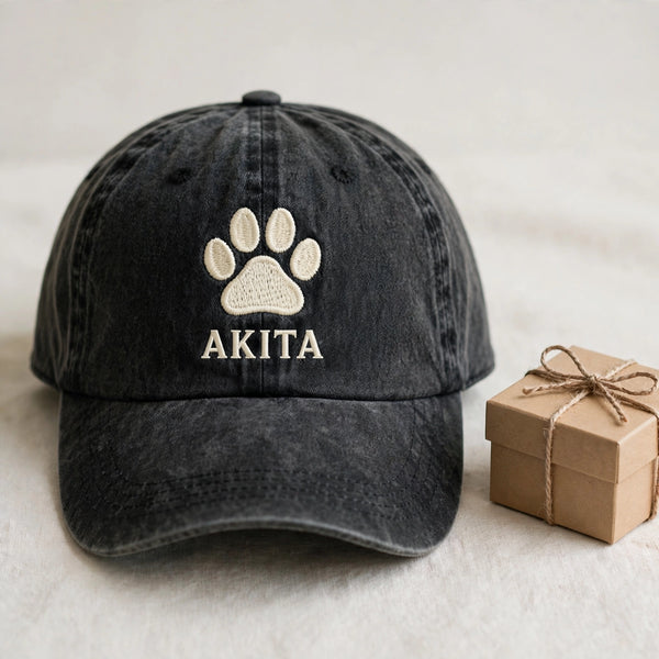 Akita Paw Print Cap, Custom Embroidered Japanese Dog Paw Baseball Cap, Gift for Dog Lovers