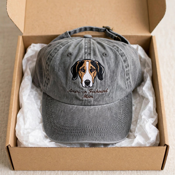 American Foxhound Mom cap gift presentation
