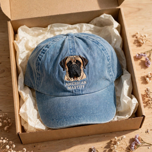 American Mastiff Cap, Custom Embroidered Gentle Giant Face Baseball Cap, Gift for Dog Lovers