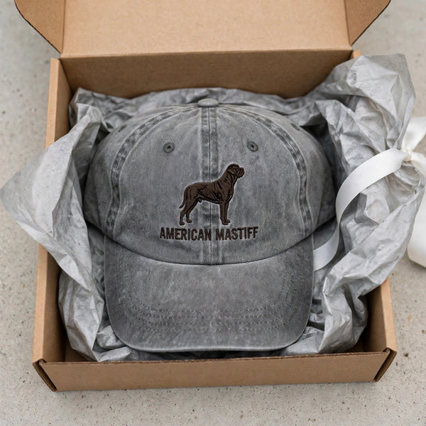 American Mastiff Silhouette Embroidered Cap, Gentle Giant Dog Hat, Gift for Dog Lovers