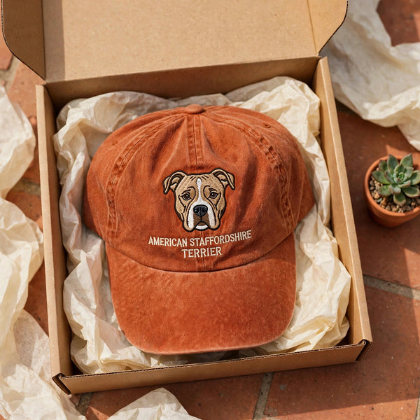 American Staffordshire Terrier Cap, Custom Embroidered Stocky Bully Face Baseball Cap, Gift for Dog Lovers