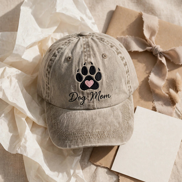 Dog Mom embroidered cap gift presentation