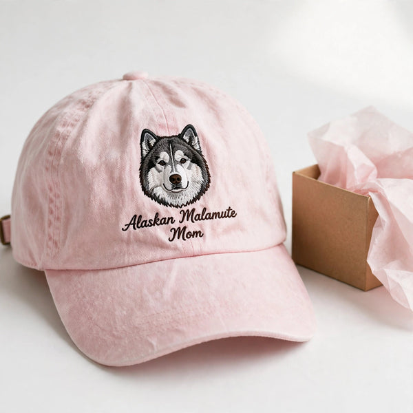Alaskan Malamute Mom embroidered cap gift presentation