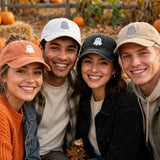 Minimalist Ghost Embroidered Hat, Orange Washed Cotton Baseball Cap, Halloween Gift