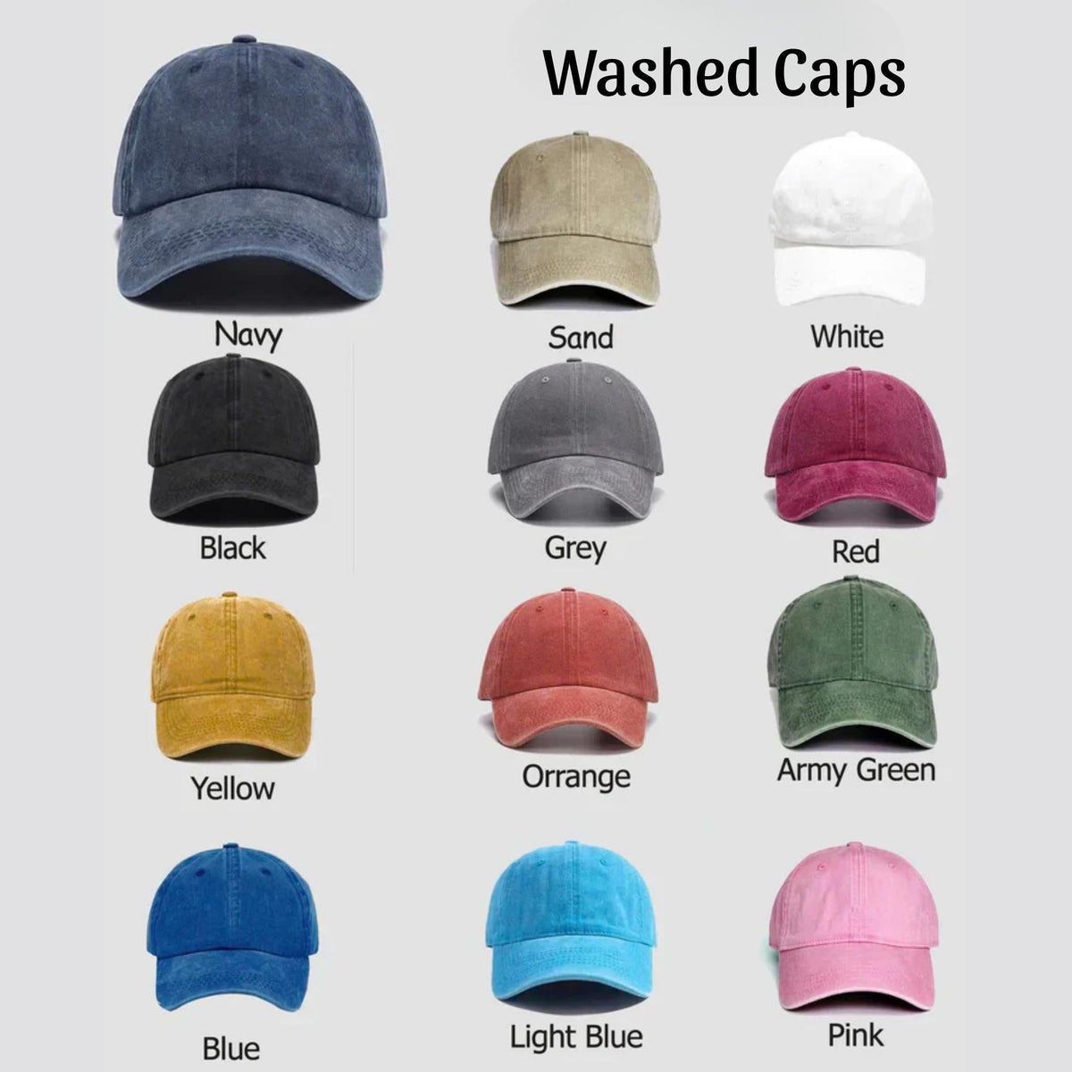 Caps Embroidery Custome name, Baseball washed Caps