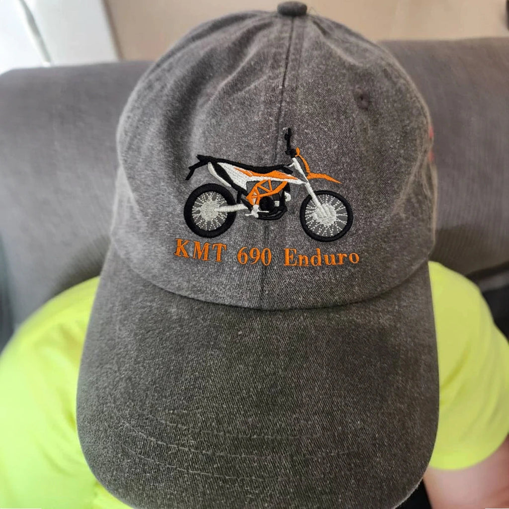 Custom Motobike Cap with Embroidered Photo Text - Unique Biker Gift Idea