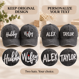 Personalized Hubby & Wifey Matching Hats - Set of 2 hat, Embroidered Couple Baseball Caps, Husband and Wife Anniversary Gift