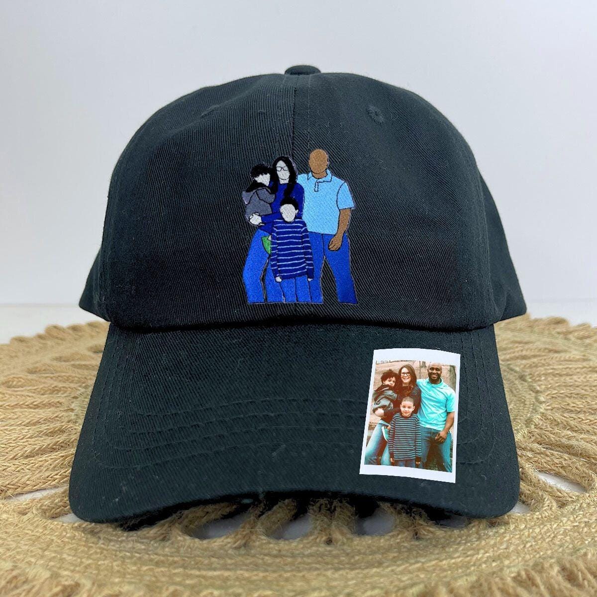 Embroidered Custom Photo Family Hat, Embroidery Text, Logo Hat, Cap, Baseball Cap, Gift for Dad Mom Him Her Boyfriend, Bride, Street Wear