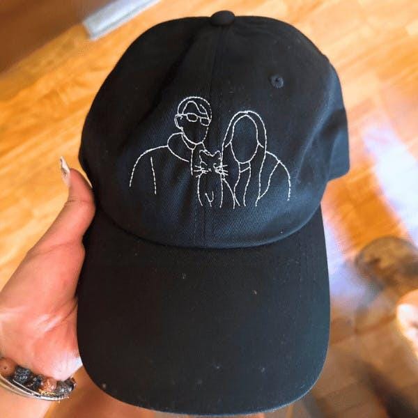 Embroidered Custom Photo Family Hat, Embroidery Text, Logo Hat, Cap, Baseball Cap, Gift for Dad Mom Him Her Boyfriend, Bride, Street Wear