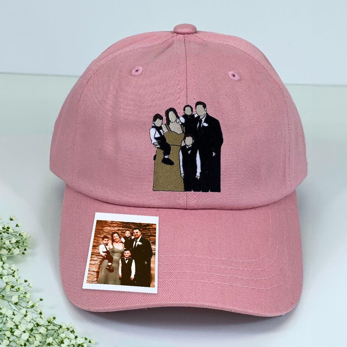 Embroidered Custom Photo Family Hat, Embroidery Text, Logo Hat, Cap, Baseball Cap, Gift for Dad Mom Him Her Boyfriend, Bride, Street Wear