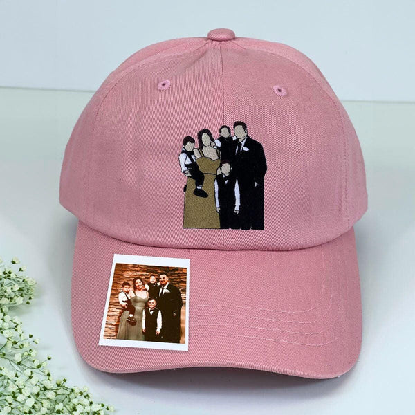 Embroidered Custom Photo Family Hat, Embroidery Text, Logo Hat, Cap, Baseball Cap, Gift for Dad Mom Him Her Boyfriend, Bride, Street Wear