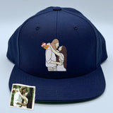 Embroidered Custom Photo Couple Hat, Embroidery Text, Logo Hat, Cap, Baseball Cap, Gift for Dad Mom Him Her Boyfriend, Bride, Valentine Gift