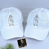 Embroidered Custom Photo Couple Hat, Embroidery Text, Logo Hat, Cap, Baseball Cap, Gift for Dad Mom Him Her Boyfriend, Bride, Valentine Gift